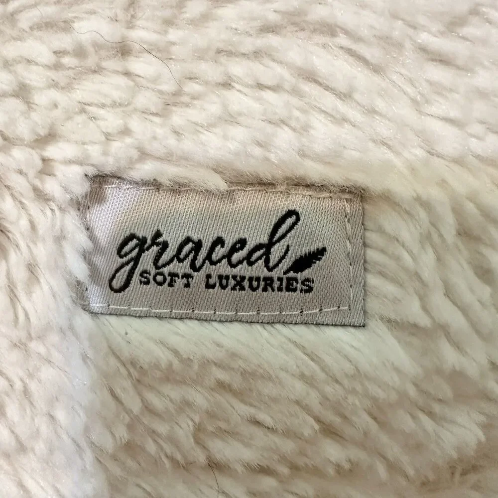 Graced Soft Luxuries Blanket Ivory Thick Plush 60” X 49